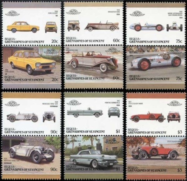 1986 Bequia Leaders of the World, Automobiles (6th series) Stamps