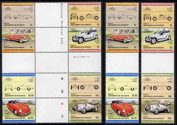1984 Bequia Leaders of the World, Automobiles (1st series) Gutter Pair Stamps