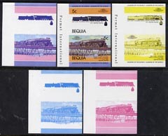 1984 Bequia Leaders of the World, Locomotives (1st series) 5 Stage Progressive Color Proof Stamps