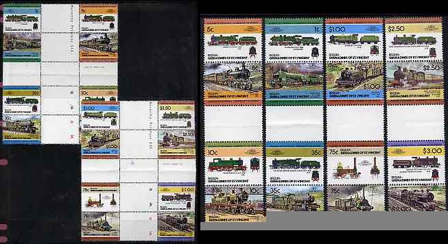 1984 Bequia Leaders of the World, Locomotives (2nd series) Gutter Pair Stamps