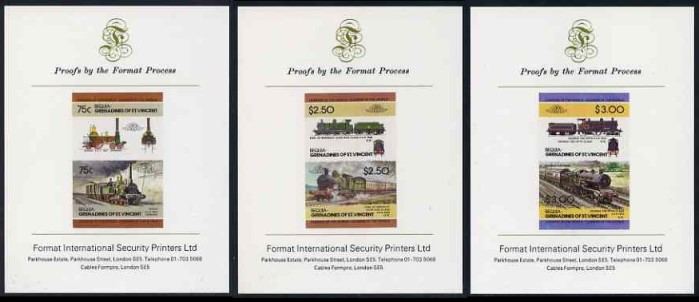 1984 Bequia Leaders of the World, Locomotives (2nd series) Proof Presentation Cards