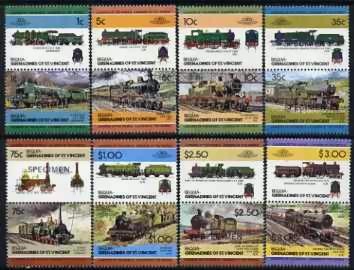 1984 Bequia Leaders of the World, Locomotives (2nd series) SPECIMEN Overprinted Stamps
