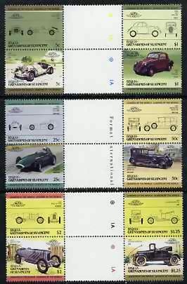 1985 Bequia Leaders of the World, Automobiles (3rd series) Gutter Pair Stamps