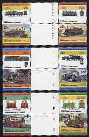 1985 Bequia Leaders of the World, Locomotives (4th series) Gutter Pair Stamps