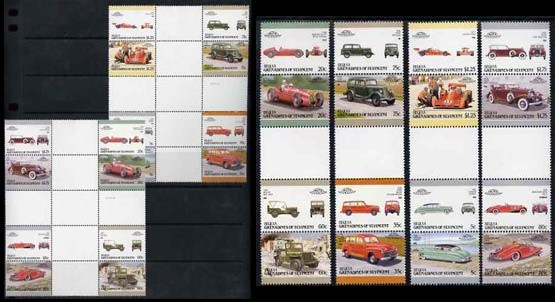 1987 Bequia Leaders of the World, Automobiles (7th series) Gutter Pair Stamps