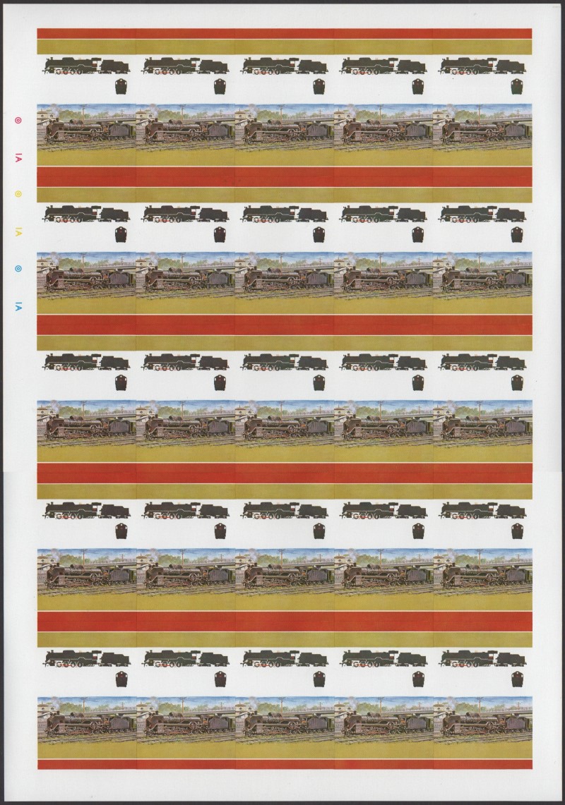 Union Island Locomotives (1st series) $1.00 All Colors Stage Progressive Color Proof Pane