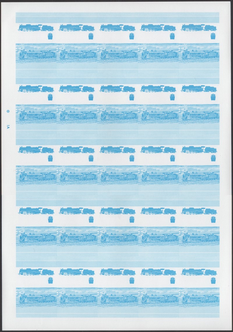 Union Island Locomotives (1st series) $1.00 Blue Stage Progressive Color Proof Pane