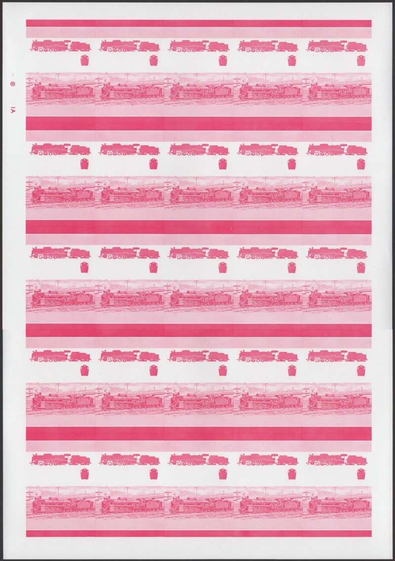 Union Island Locomotives (1st series) $1.00 Red Stage Progressive Color Proof Pane