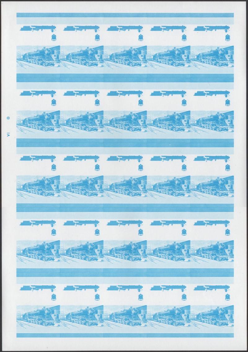 Union Island Locomotives (1st series) $2.00 Blue Stage Progressive Color Proof Pane