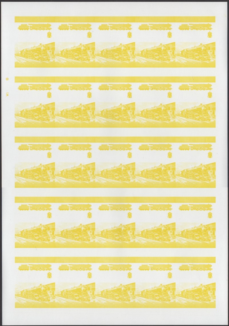 Union Island Locomotives (1st series) $2.00 Yellow Stage Progressive Color Proof Pane