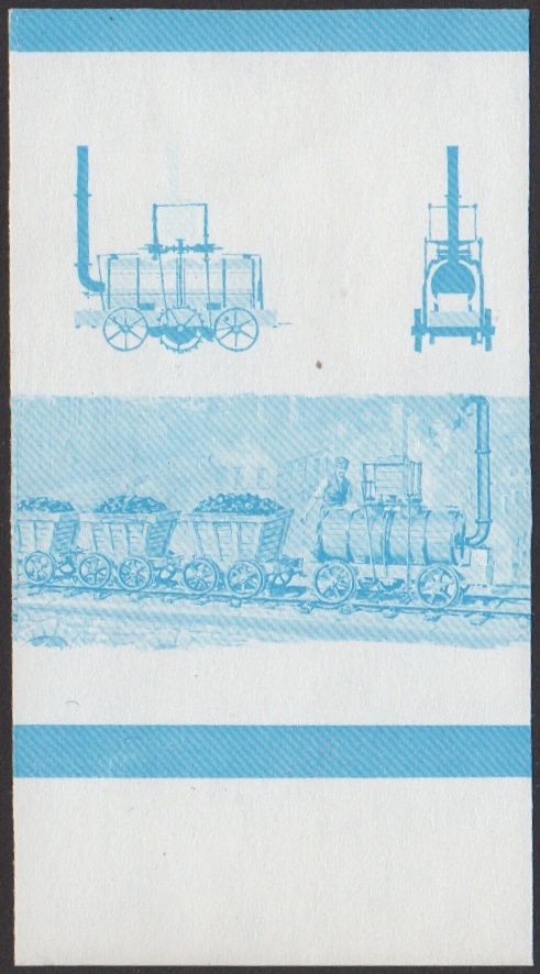 Union Island 1st Series 60c 1812 Prince Regent Cog Locomotive Stamp Blue Stage Color Proof From 5-Stage Set