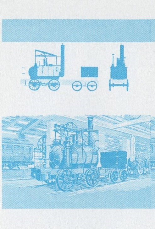 Union Island Locomotives (1st series) 5c Blue Stage Progressive Color Proof Pair