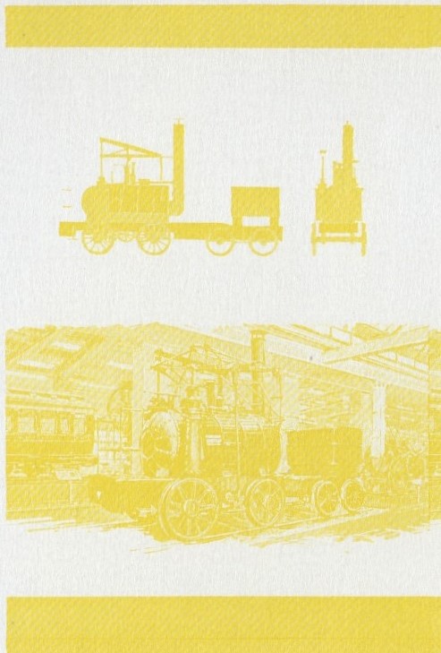 Union Island Locomotives (1st series) 5c Yellow Stage Progressive Color Proof Pair