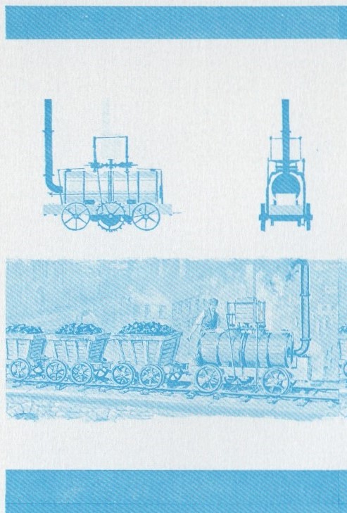 Union Island Locomotives (1st series) 60c Blue Stage Progressive Color Proof Pair