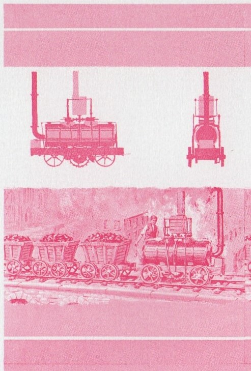 Union Island Locomotives (1st series) 60c Red Stage Progressive Color Proof Pair