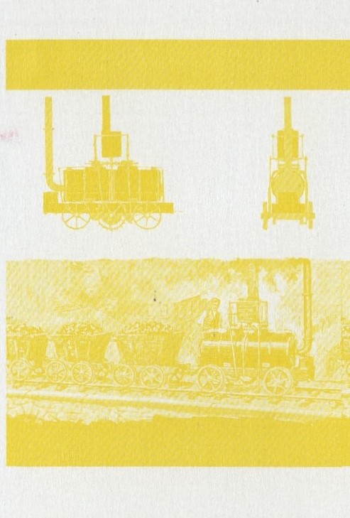 Union Island Locomotives (1st series) 60c Yellow Stage Progressive Color Proof Pair