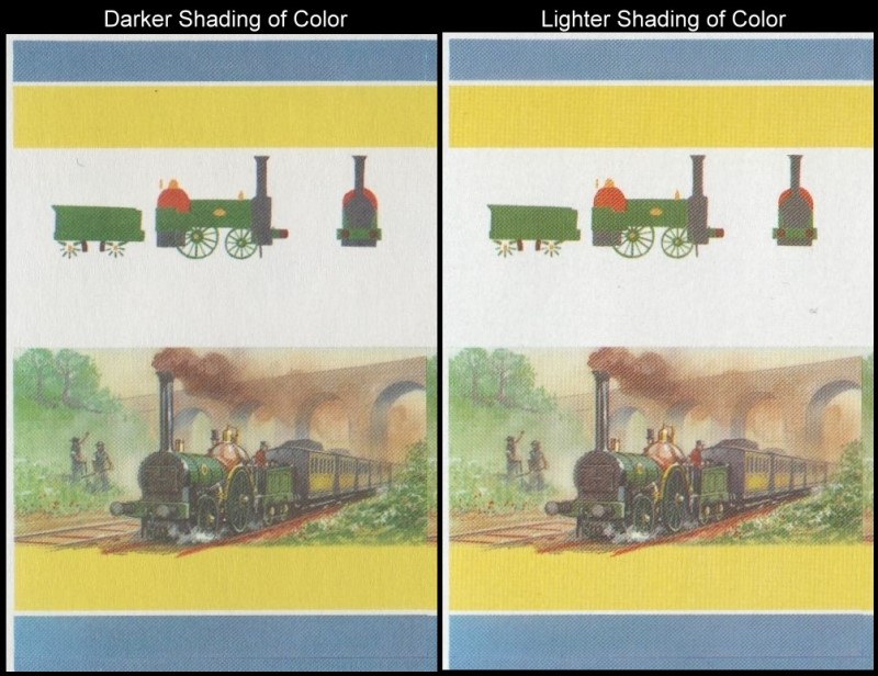 Union Island Locomotives (2nd series) $1.00 1837 L.&B. Bury 2-2-0 All Colors Stage Progressive Color Proof Stamp Variety