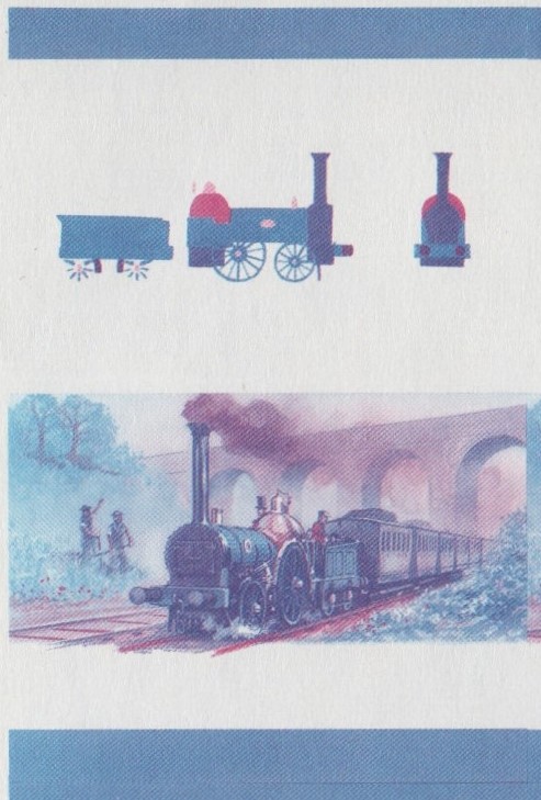 Union Island Locomotives (2nd series) $1.00 Blue-Red Stage Progressive Color Proof Pair