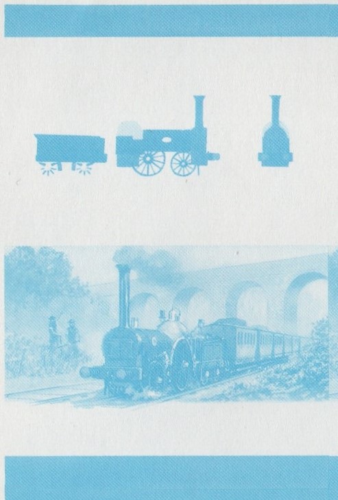 Union Island Locomotives (2nd series) $1.00 Blue Stage Progressive Color Proof Pair