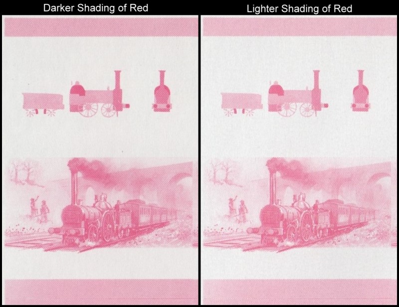 Union Island Locomotives (2nd series) $1.00 1837 L.&B. Bury 2-2-0 Red Stage Progressive Color Proof Stamp Variety