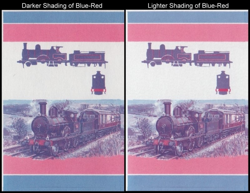 Union Island Locomotives (2nd series) $2.50 1873 Hardwicke Precedent Class 2-4-0 Blue-Red Stage Progressive Color Proof Stamp Variety