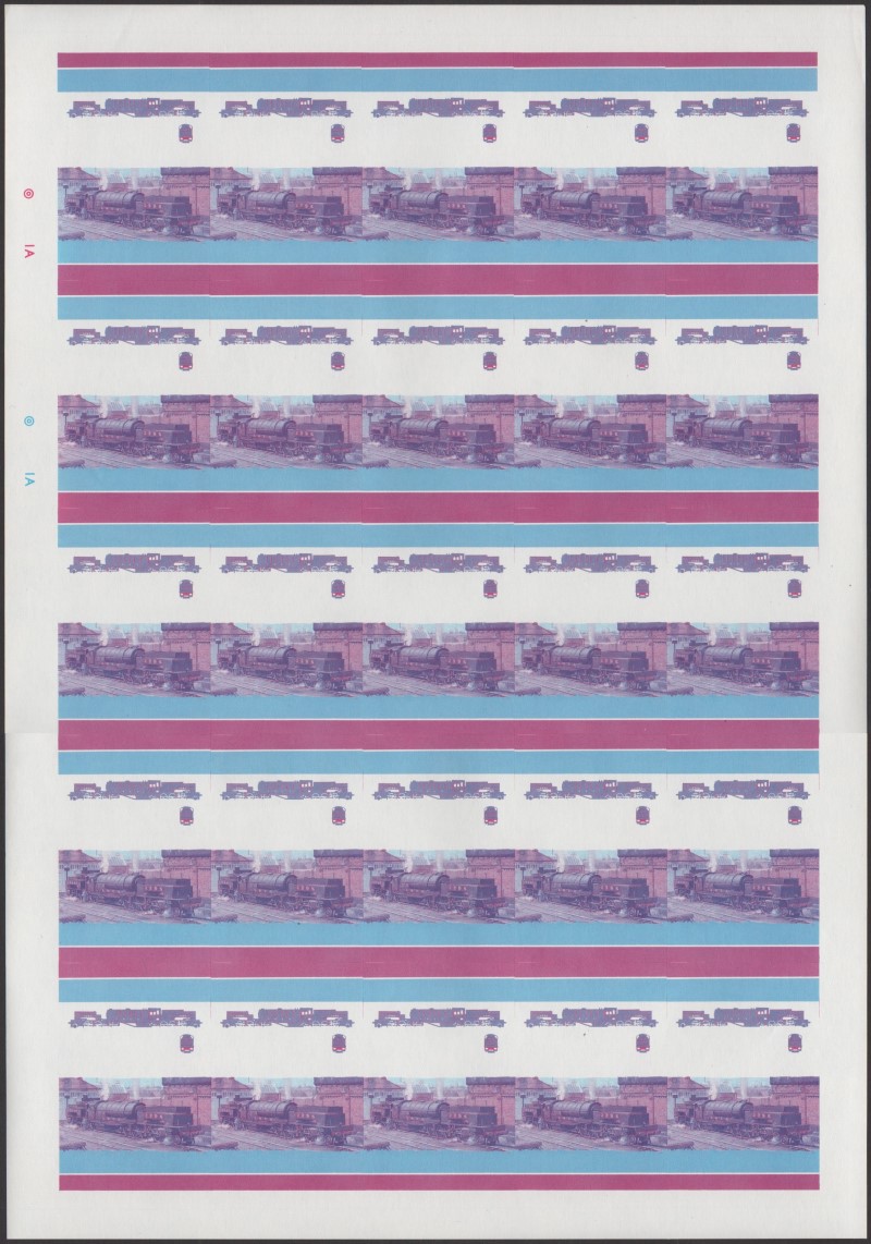Union Island Locomotives (2nd series) $3.00 Blue-Red Stage Progressive Color Proof Pane