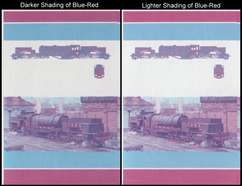 Union Island Locomotives (2nd series) $3.00 1925 Class U1 2-8-0 + 0-8-2 Blue-Red Stage Progressive Color Proof Stamp Variety