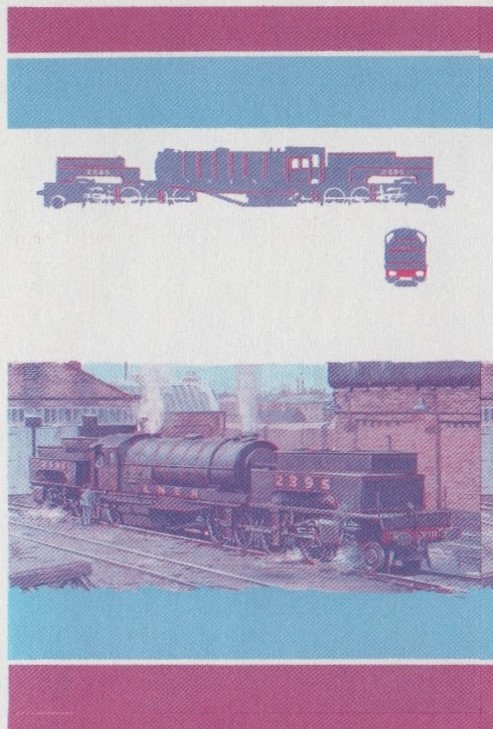 Union Island Locomotives (2nd series) $3.00 Blue-Red Stage Progressive Color Proof Pair