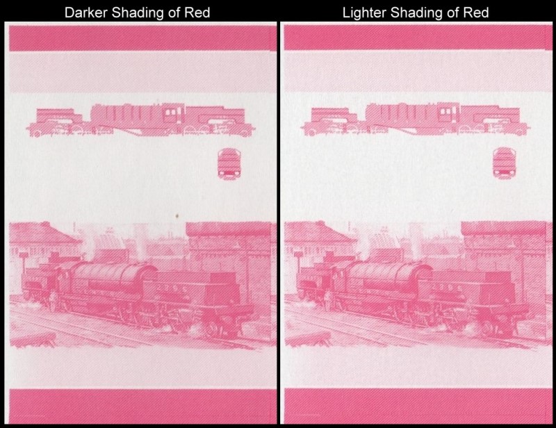 Union Island Locomotives (2nd series) $3.00 1925 Class U1 2-8-0 + 0-8-2 Red Stage Progressive Color Proof Stamp Variety