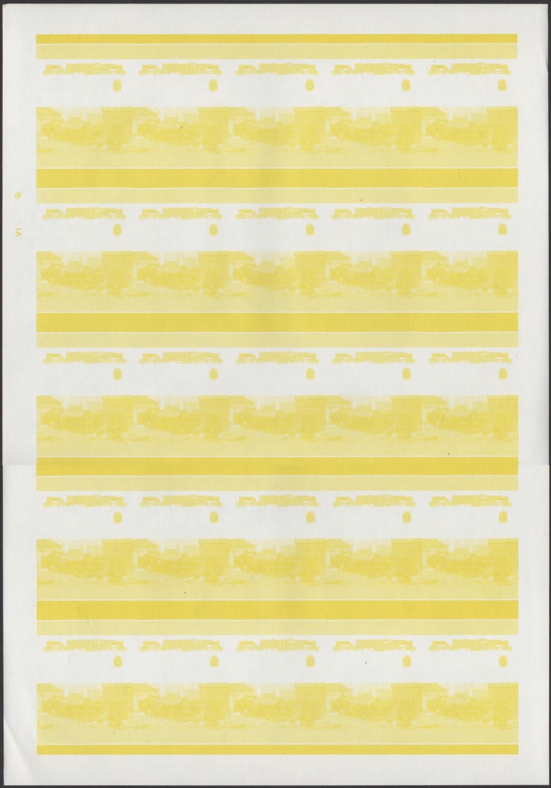Union Island Locomotives (2nd series) $3.00 Yellow Stage Progressive Color Proof Pane