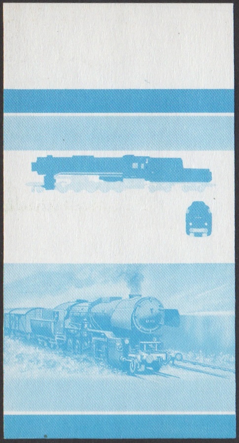 Union Island 2nd Series 20c 1942 Class 42 Kriegslokomotive 2-10-0 Locomotive Stamp Blue Stage Color Proof From 6-Stage Set