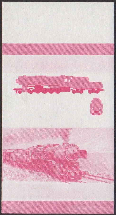 Union Island 2nd Series 20c 1942 Class 42 Kriegslokomotive 2-10-0 Locomotive Stamp Red Stage Color Proof From 6-Stage Set