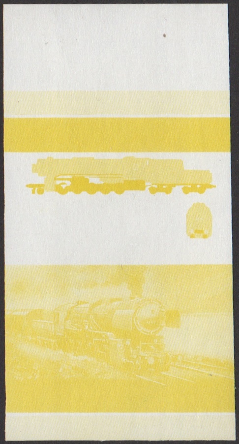 Union Island 2nd Series 20c 1942 Class 42 Kriegslokomotive 2-10-0 Locomotive Stamp Yellow Stage Color Proof From 6-Stage Set