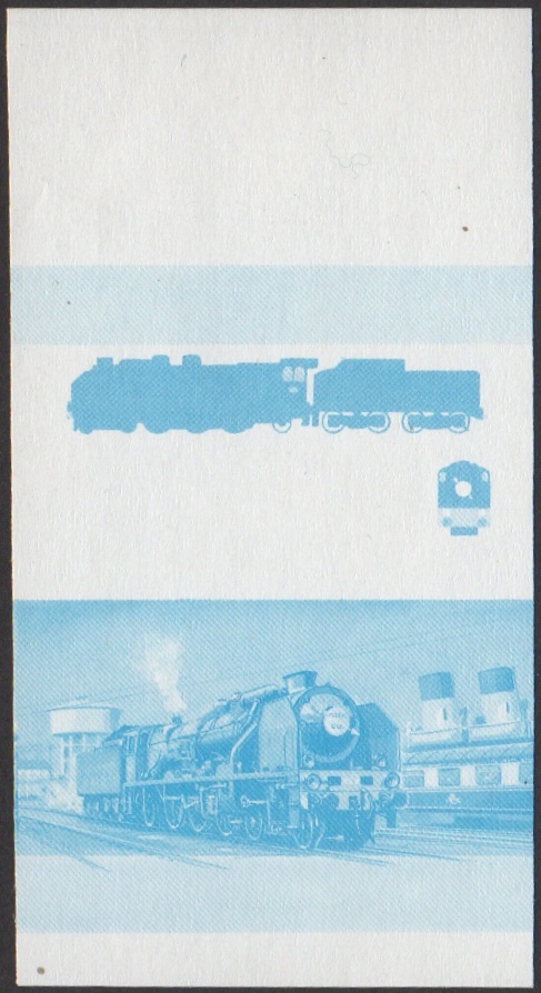 Union Island 2nd Series 25c 1929 P.O. Rebuilt Class 3500 4-6-2 Locomotive Stamp Blue Stage Color Proof From 6-Stage Set