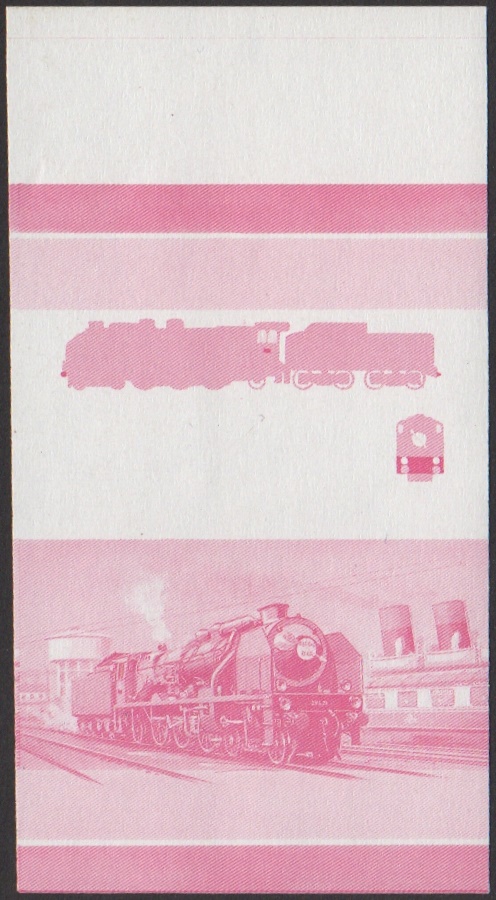 Union Island 2nd Series 25c 1929 P.O. Rebuilt Class 3500 4-6-2 Locomotive Stamp Red Stage Color Proof From 6-Stage Set