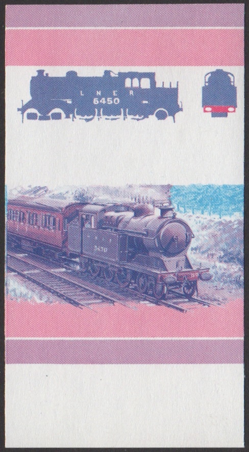 Union Island 2nd Series 5c 1911 Class 9N 4-6-2T Locomotive Stamp Blue-Red Stage Color Proof From 6-Stage Set