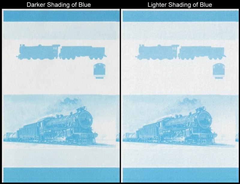 Union Island Locomotives (2nd series) 75c 1938 C.R. Class C 4-6-0 Blue Stage Progressive Color Proof Stamp Variety