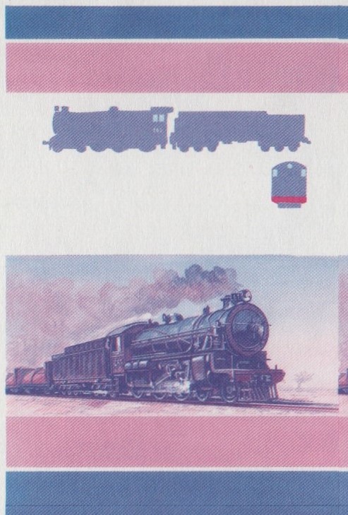 Union Island Locomotives (2nd series) 75c Blue-Red Stage Progressive Color Proof Pair