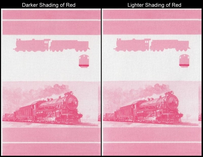Union Island Locomotives (2nd series) 75c 1938 C.R. Class C 4-6-0 Red Stage Progressive Color Proof Stamp Variety
