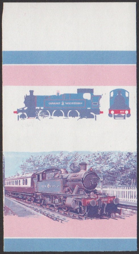 Union Island 3rd Series 50c 1906 45xx Class 2-6-2T Locomotive Stamp Blue-Red Stage Color Proof From 6-Stage Set