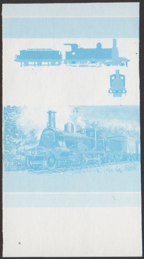 Union Island 3rd Series 5c 1882 Class Skye Bogie 4-4-0 Locomotive Stamp Blue Stage Color Proof From 6-Stage Set