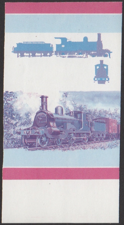 Union Island 3rd Series 5c 1882 Class Skye Bogie 4-4-0 Locomotive Stamp Blue-Red Stage Color Proof From 6-Stage Set