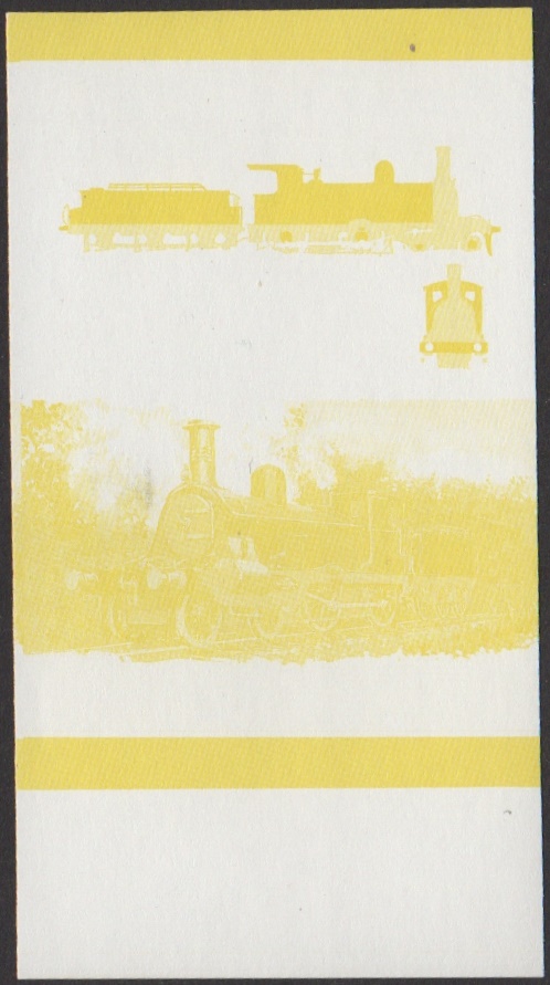 Union Island 3rd Series 5c 1882 Class Skye Bogie 4-4-0 Locomotive Stamp Yellow Stage Color Proof From 6-Stage Set