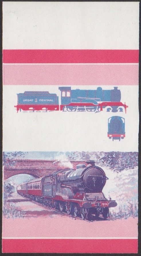 Union Island 3rd Series 60c 1920 Butler Henderson 4-4-0 Locomotive Stamp Blue-Red Stage Color Proof From 6-Stage Set