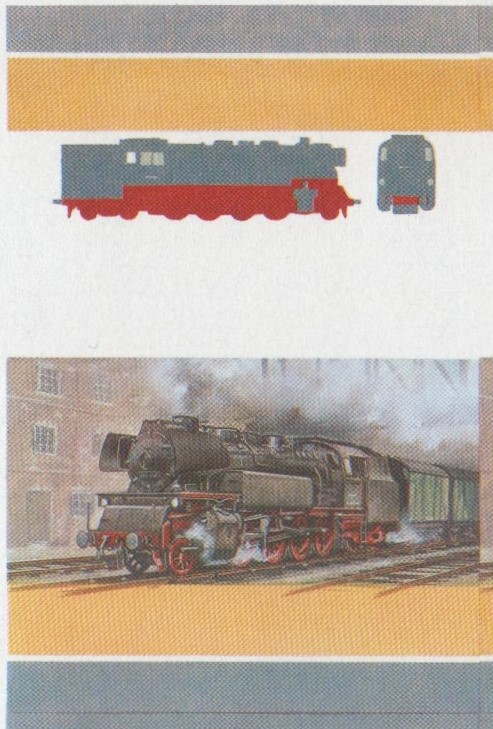 Union Island Locomotives (4th series) 15c All Colors Stage Progressive Color Proof Pair