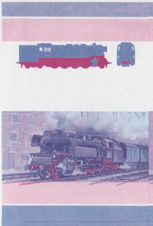 Union Island Locomotives (4th series) 15c Blue-Red Stage Progressive Color Proof Pair