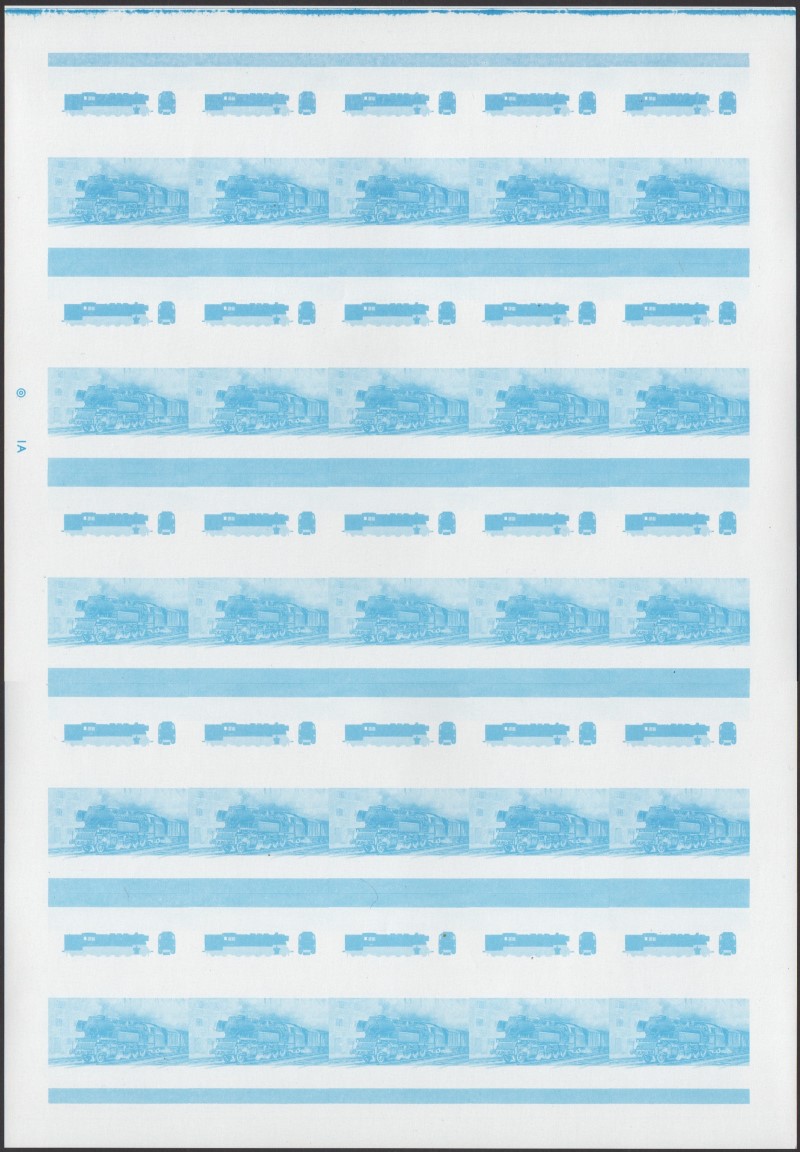 Union Island Locomotives (4th series) 15c Blue Stage Progressive Color Proof Pane