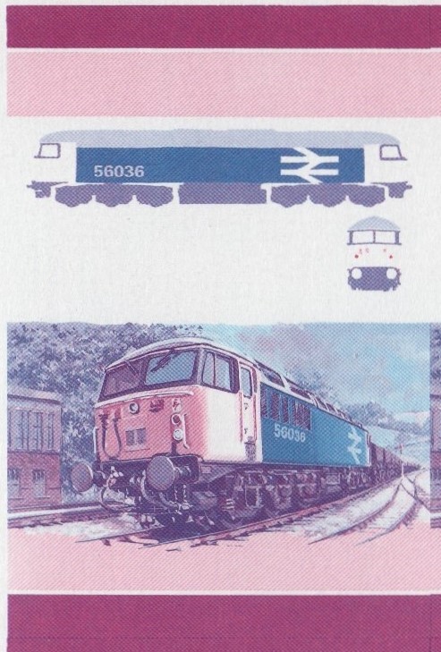 Union Island Locomotives (4th series) 30c Blue-Red Stage Progressive Color Proof Pair