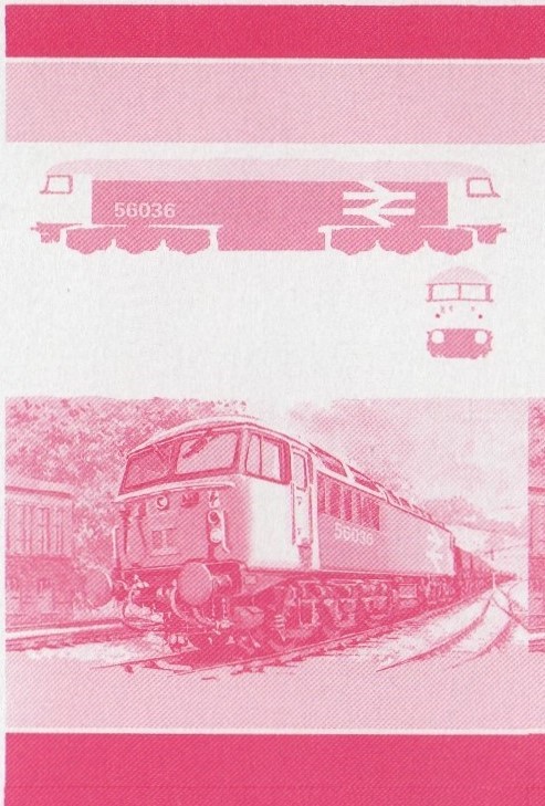 Union Island Locomotives (4th series) 30c Red Stage Progressive Color Proof Pair