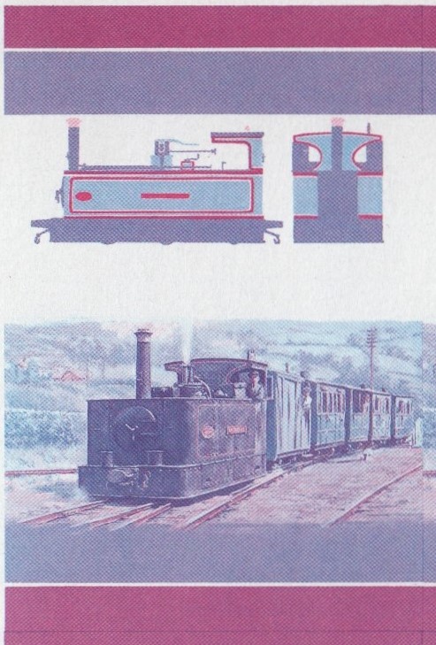 Union Island Locomotives (4th series) 45c Blue-Red Stage Progressive Color Proof Pair